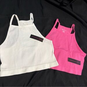 NWT Juniors White and Pink Ribbed Crop Top Bundle